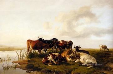 トーマス・シドニー・クーパー Painting - ローランド 群れの家畜 牛 トーマス シドニー クーパー